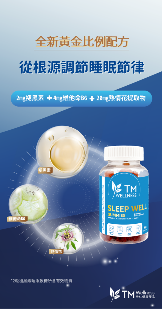 Trinity Wellness褪黑素睡眠軟糖主要功效及成分